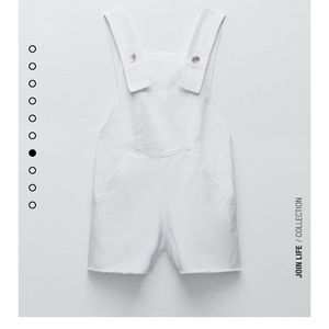 NWT ZARA WHITE SERGED  OVEREALLS  SIZE M